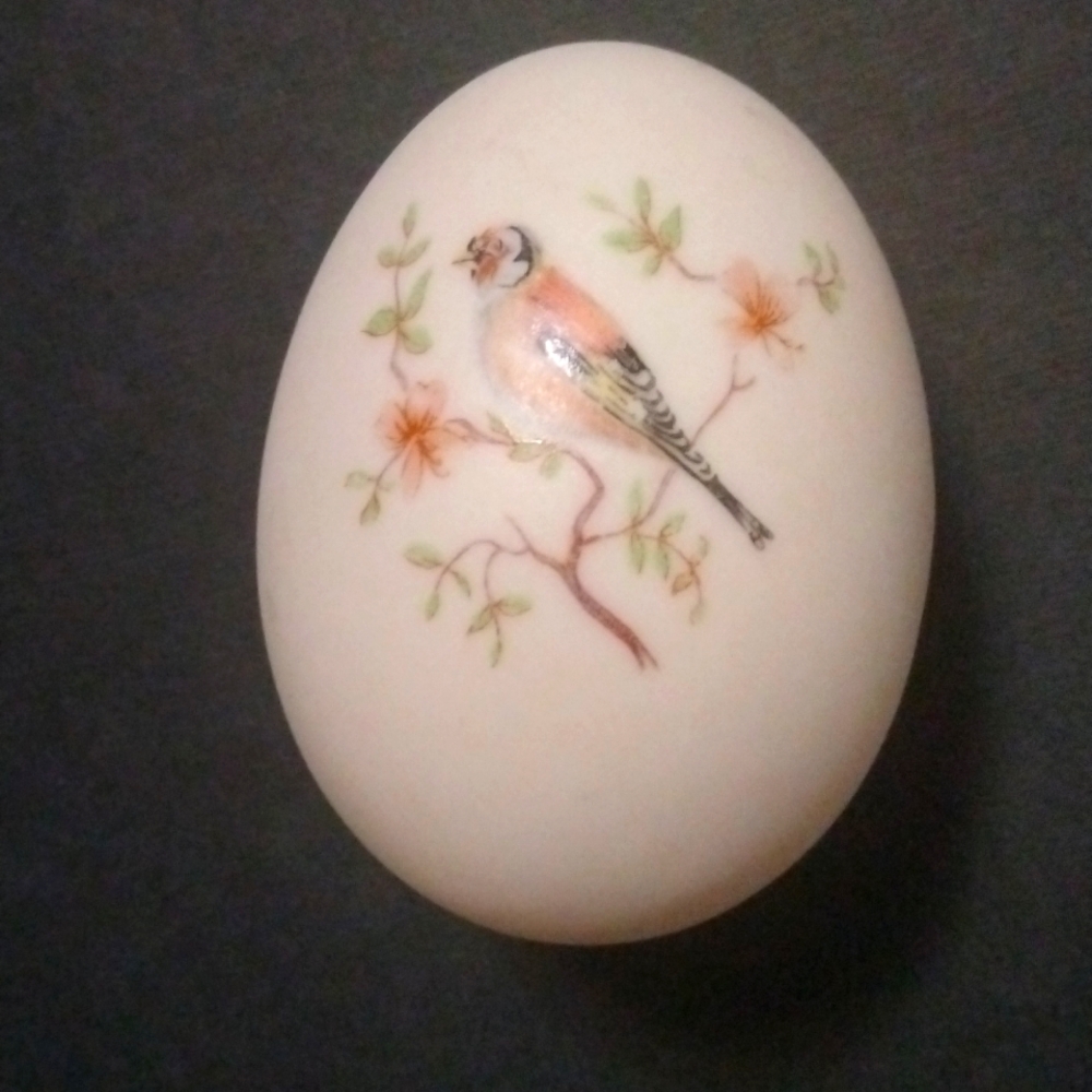 Vintage Ceramic Hand Painted Egg with Songbird